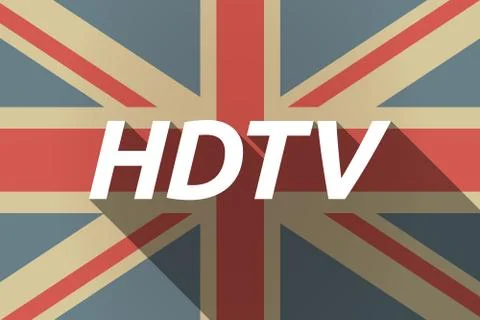 Long shadow UK flag with    the text HDTV Stock Illustration