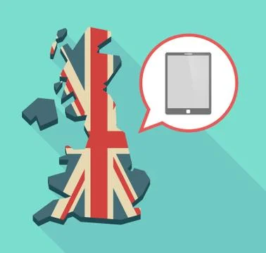Long shadow UK map with a tablet computer Ilustración de archivo