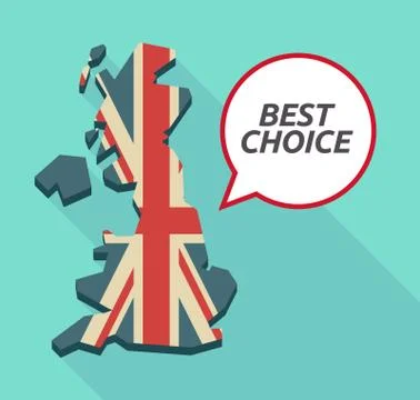 Long shadow United Kingdom map with    the text BEST CHOICE Stock Illustration