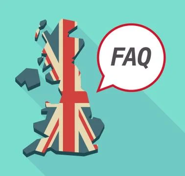 Long shadow United Kingdom map with    the text FAQ Illustrazione stock