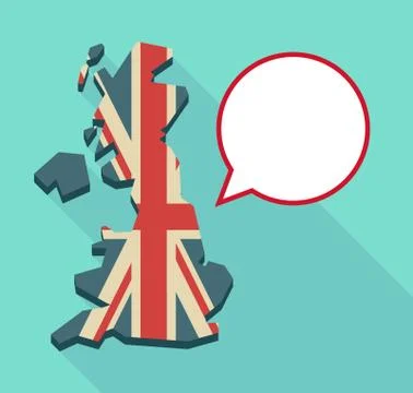 Long shadow United Kingdom map with  a comic balloon Stock Illustration