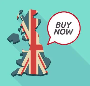 Long shadow United Kingdom map with    the text BUY NOW Stock Illustration