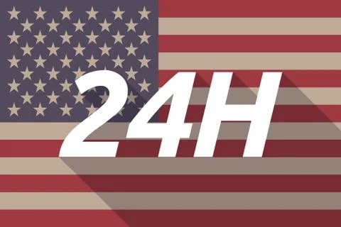 Long shadow USA flag with    the text 24H Stock Illustration