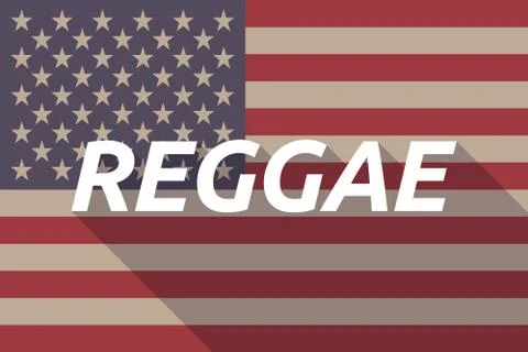 Long shadow USA flag with    the text REGGAE Stock Illustration