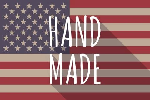 Long shadow USA flag with    the text HAND MADE Illustrazione stock