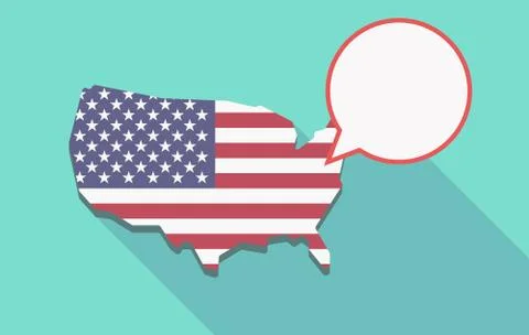 Long shadow USA map with comic balloon Stock Illustration