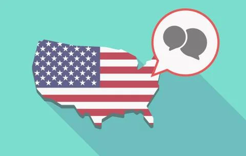 Long shadow USA map with  comic balloons Stock Illustration