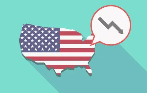 Long shadow USA map with a descending graph イラスト素材