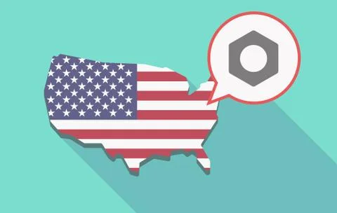 Long shadow USA map with a nut Stock Illustration