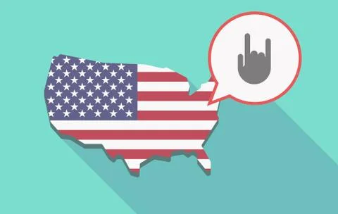 Long shadow USA map with a rocking hand 스톡 일러스트