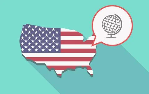 Long shadow USA map with  a table world globe Illustrazione stock