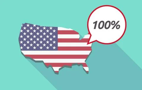 Long shadow USA map with    the text 100% Stock Illustration