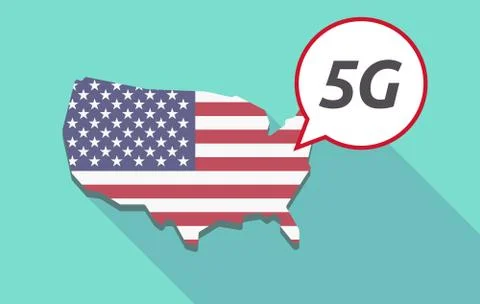 Long shadow USA map with    the text 5G Stock Illustration