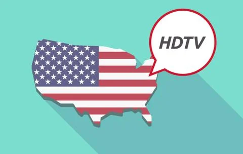 Long shadow USA map with    the text HDTV Stock Illustration