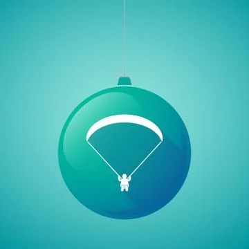 Long shadow vector christmas ball icon with a paraglider Stockillustratie