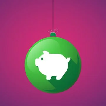 Long shadow vector christmas ball icon with a pig Stock Illustration