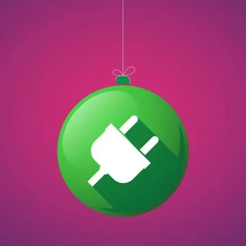 Long shadow vector christmas ball icon with a plug Stockillustratie