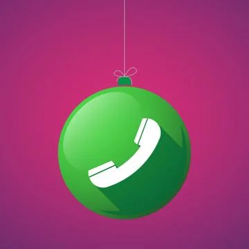 Long shadow vector christmas ball icon with a phone Stock Illustration