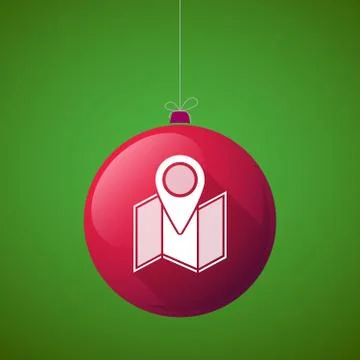 Long shadow vector christmas ball icon with a map Ilustración de archivo