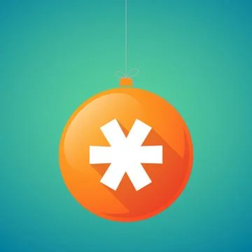 Long shadow vector christmas ball icon with an asterisk Illustrazione stock