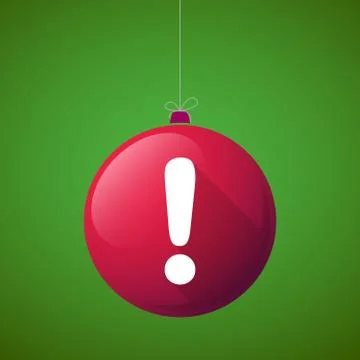 Long shadow vector christmas ball icon with an admiration sign Stock Illustration