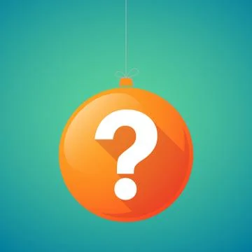 Long shadow vector christmas ball icon with a question sign Stock Illustration