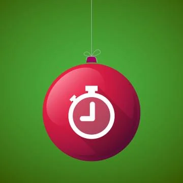 Long shadow vector christmas ball icon with a timer 스톡 일러스트