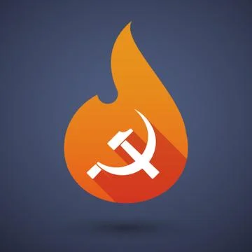 Long shadow vector flame icon with  the communist symbol Stock Illustration