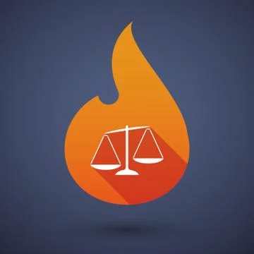 Long shadow vector flame icon with  an unbalanced weight scale Stock Illustration