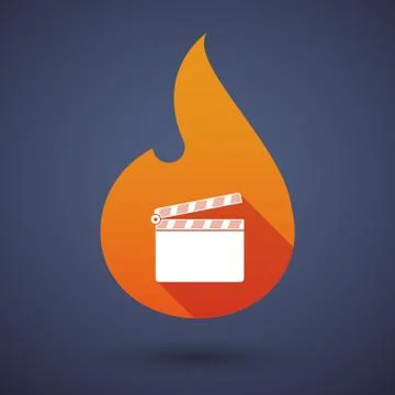 Long shadow vector flame icon with a clapperboard Stock Illustration