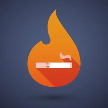 Long shadow vector flame icon with an electronic cigarette Stock Illustration