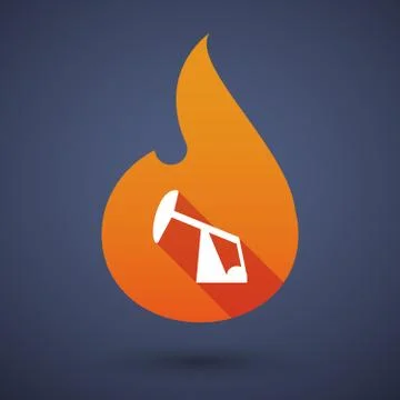Long shadow vector flame icon with a horsehead pump Stock Illustration
