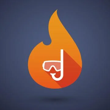 Long shadow vector flame icon with a diving goggles Stock Illustration