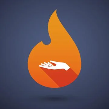 Long shadow vector flame icon with a hand offering Stock Illustration