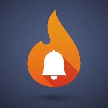 Long shadow vector flame icon with a bell Stock Illustration