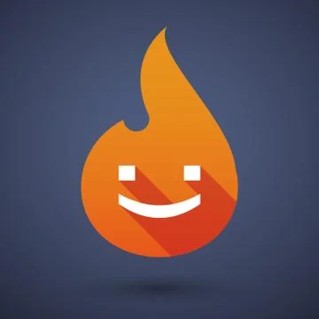 Long shadow vector flame icon with a smile text face Stock Illustration
