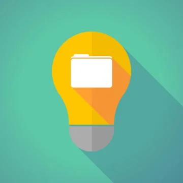 Long shadow vector light bulb with a folder Stock Illustration