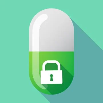 Long shadow vector pill with a closed lock pad Stock Illustration