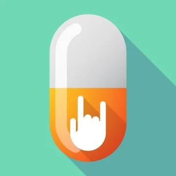 Long shadow vector pill with a rocking hand 스톡 일러스트