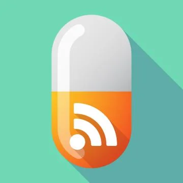 Long shadow vector pill with an RSS sign Stock Illustration