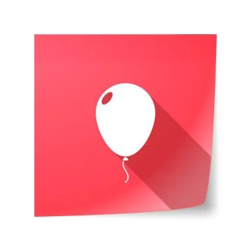 Long shadow vector sticky note icon with a balloon Stock Illustration