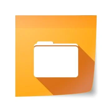 Long shadow vector sticky note icon with a folder イラスト素材