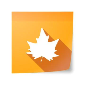 Long shadow vector sticky note icon with an autumn leaf tree 스톡 일러스트