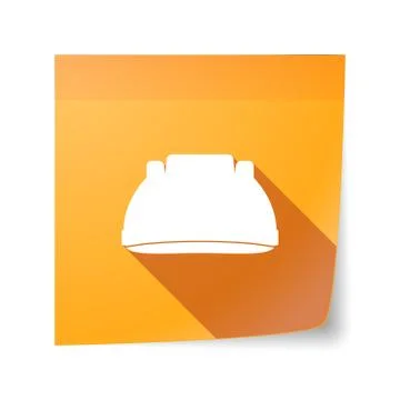 Long shadow vector sticky note icon with a work helmet Stock Illustration