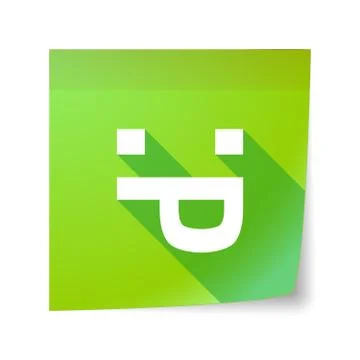 Long shadow vector sticky note icon with a sticking out tongue text face Stock Illustration