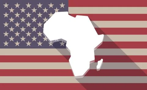 Long shadow vector USA flag icon with  a map of the african continent Stock Illustration