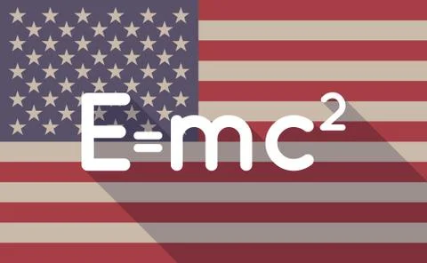 Long shadow vector USA flag icon with the Theory of Relativity formula Stock Illustration