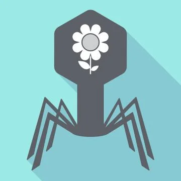 Long shadow virus with a flower Stock Illustration