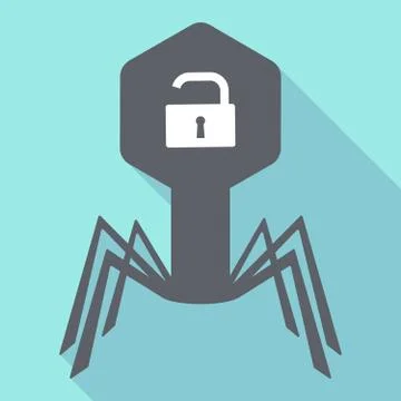 Long shadow virus with an open lock pad Stock Illustration