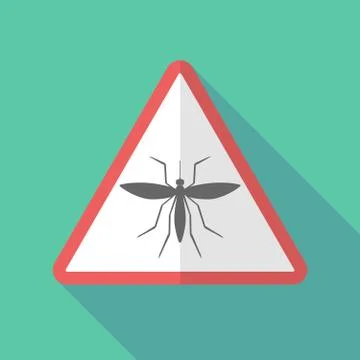 Long shadow warning sign with  a mosquito Stock Illustration